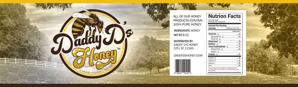 THE BRANDING OF DADDY D'S HONEY 14 label