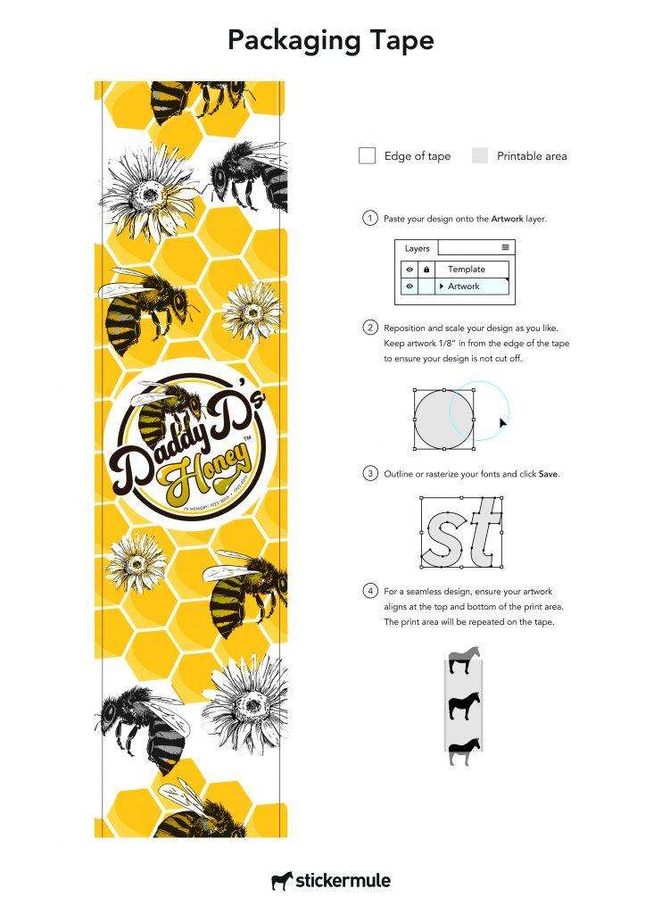 THE BRANDING OF DADDY D'S HONEY 23 packaging tape template2
