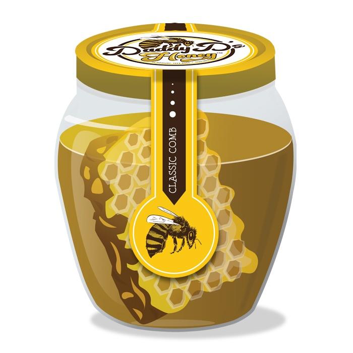 THE BRANDING OF DADDY D'S HONEY 34 Original Comb Jar