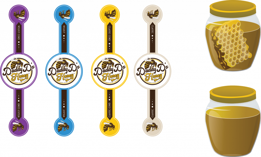 THE BRANDING OF DADDY D'S HONEY 33 tinyjarlabel